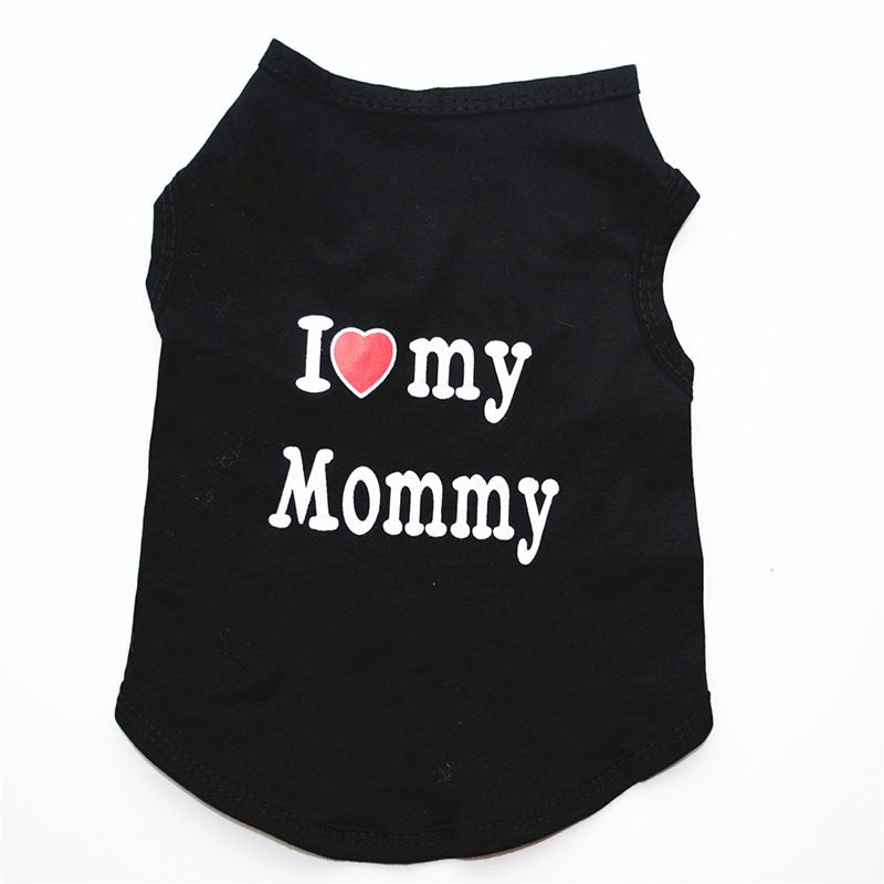 Pet Clothes Casual Puppy Dog Cat Clothing "I Love Mommy & Daddy" Print Cat Vest Tee Shirt 100% Cotton T-shirt Cat Kitten Apparel
