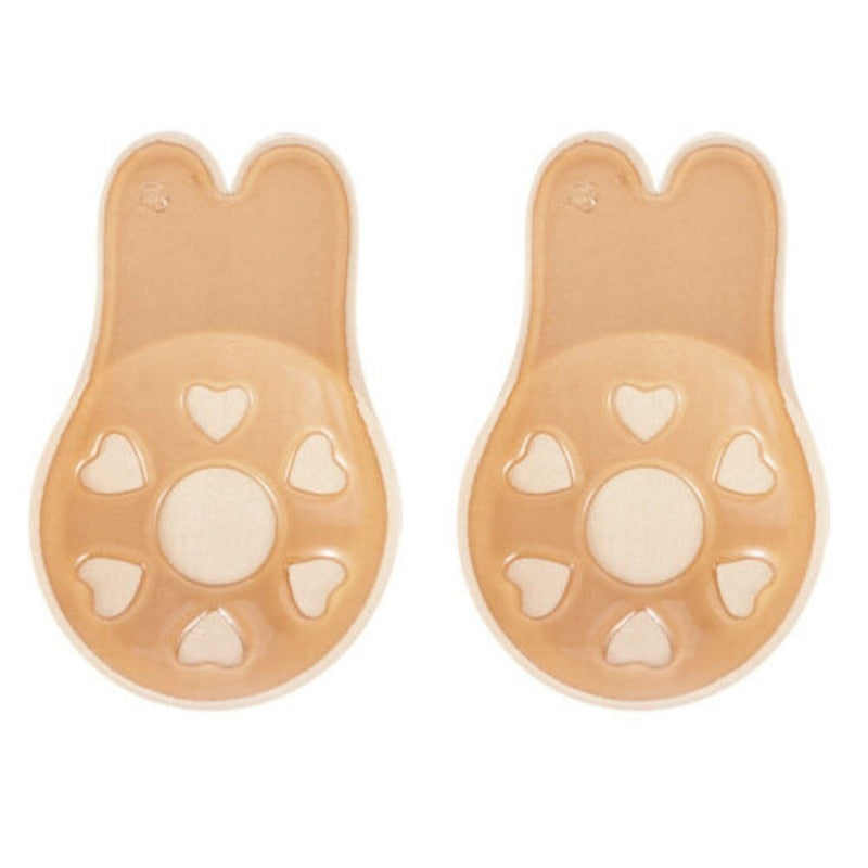Women Push Up Bras Self Adhesive Silicone Strapless Invisible Bra Reusable Sticky Breast Lift Tape Rabbit Nipple Cover Bra Pads