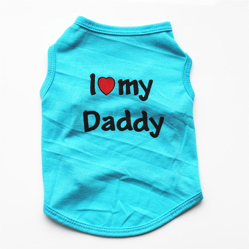 Pet Clothes Casual Puppy Dog Cat Clothing &quot;I Love Mommy &amp; Daddy&quot; Print Cat Vest Tee Shirt 100% Cotton T-shirt Cat Kitten Apparel