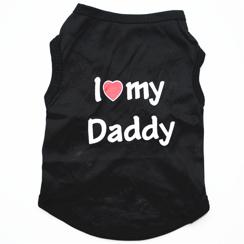 Pet Clothes Casual Puppy Dog Cat Clothing &quot;I Love Mommy &amp; Daddy&quot; Print Cat Vest Tee Shirt 100% Cotton T-shirt Cat Kitten Apparel