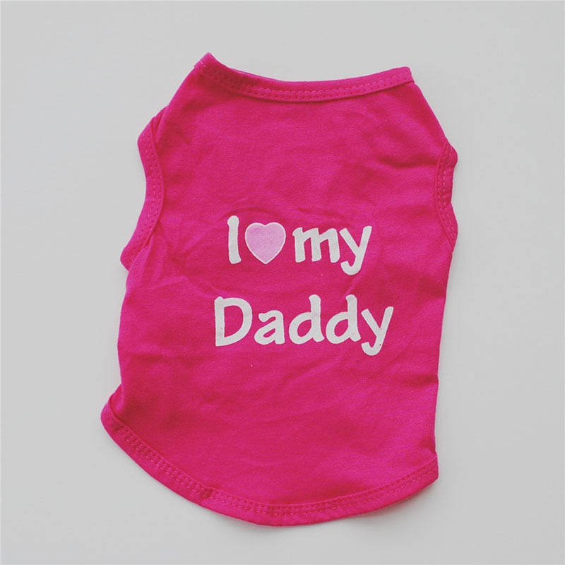 Pet Clothes Casual Puppy Dog Cat Clothing &quot;I Love Mommy &amp; Daddy&quot; Print Cat Vest Tee Shirt 100% Cotton T-shirt Cat Kitten Apparel