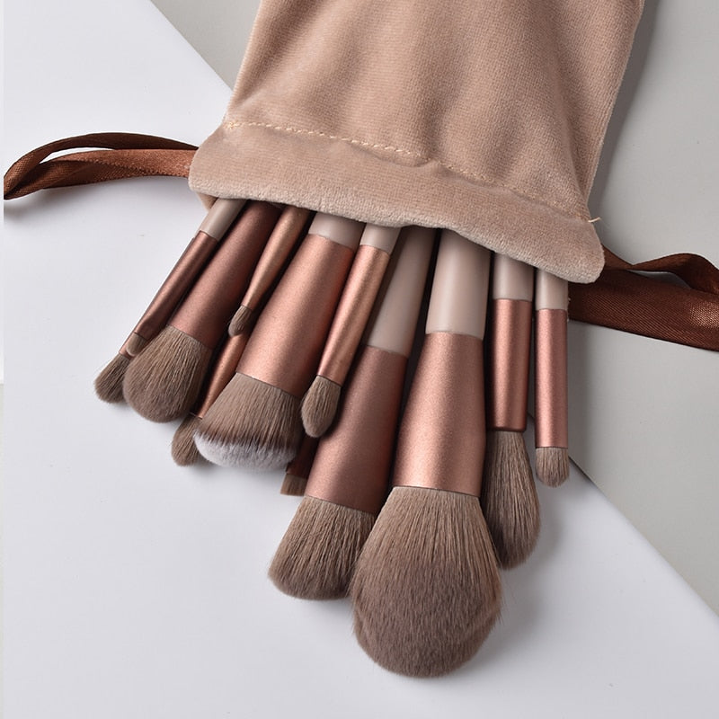 13pcs Professional Makeup Brush Set Soft Fur Beauty Highlighter Powder Foundation Concealer Multifunctional Cosmetic Tool Makeup