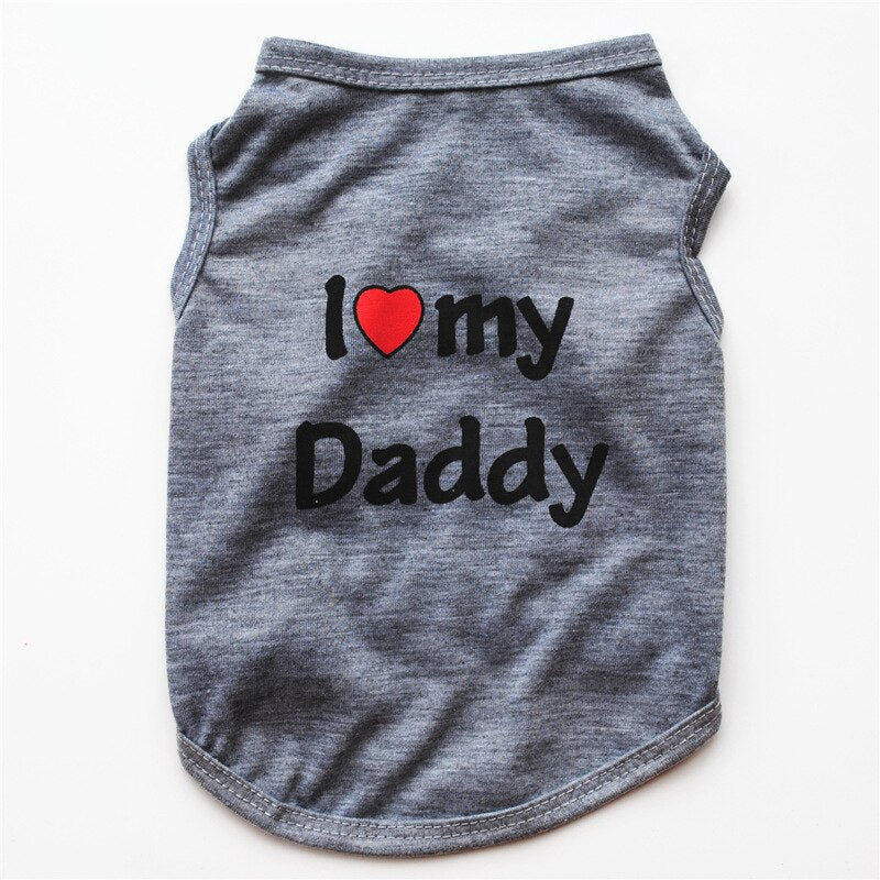 Pet Clothes Casual Puppy Dog Cat Clothing &quot;I Love Mommy &amp; Daddy&quot; Print Cat Vest Tee Shirt 100% Cotton T-shirt Cat Kitten Apparel