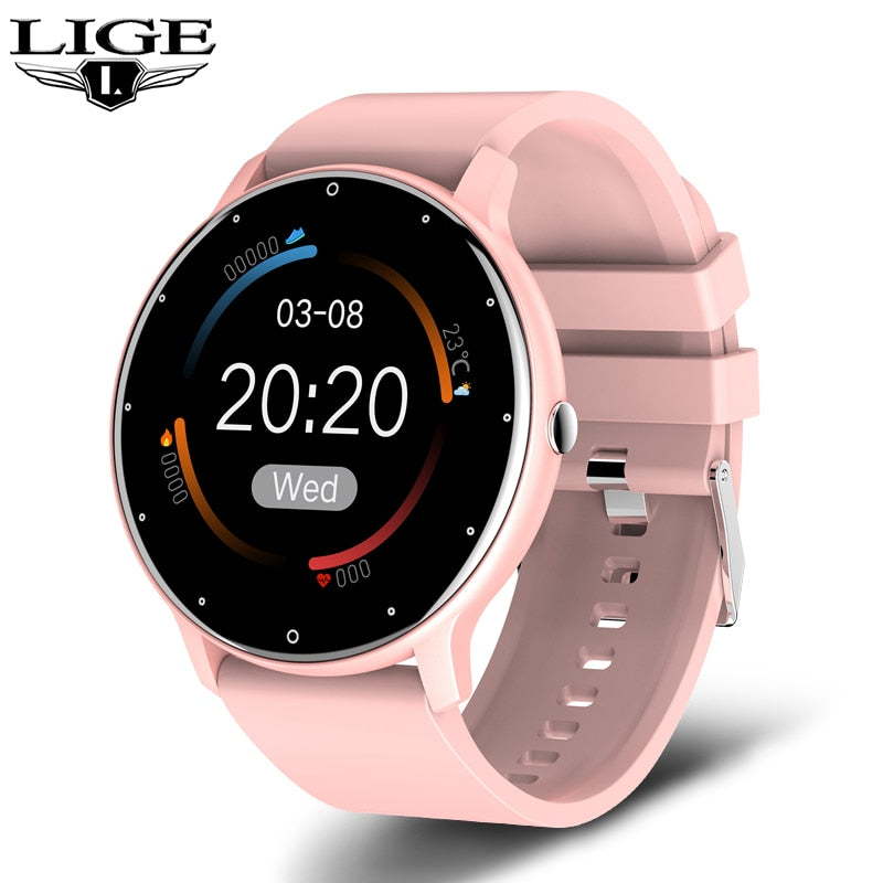 LIGE 2021 New Smart Watch Men Full Touch Screen Sport Fitness Watch IP67 Waterproof Bluetooth For Android ios smartwatch Men+box