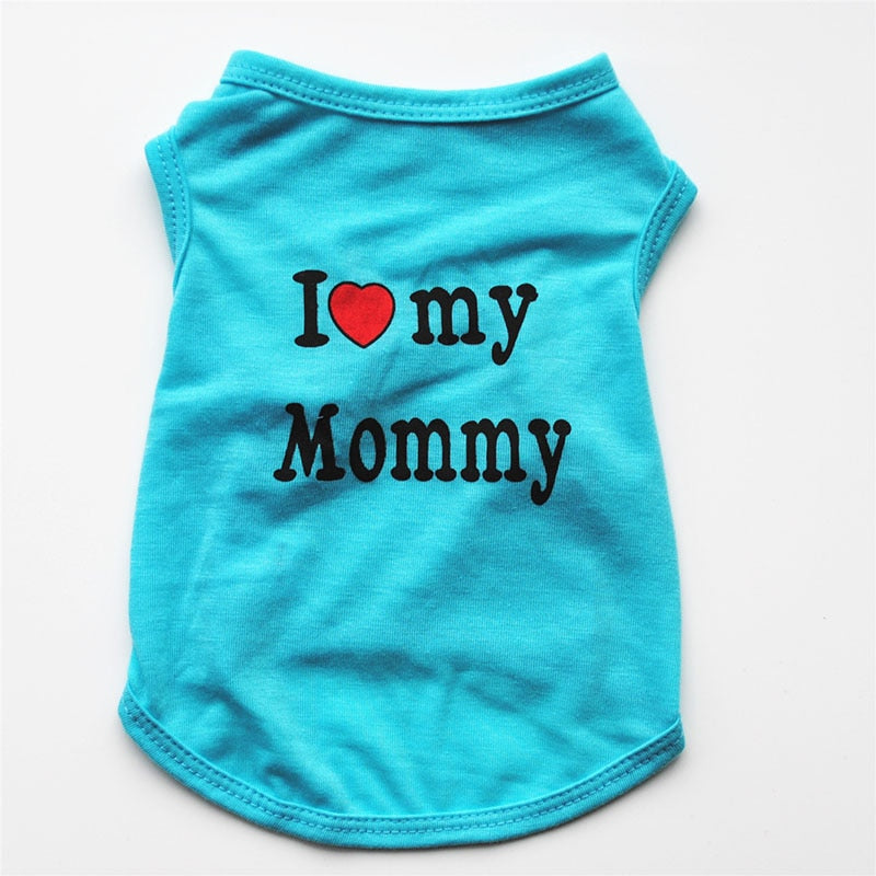 Pet Clothes Casual Puppy Dog Cat Clothing &quot;I Love Mommy &amp; Daddy&quot; Print Cat Vest Tee Shirt 100% Cotton T-shirt Cat Kitten Apparel