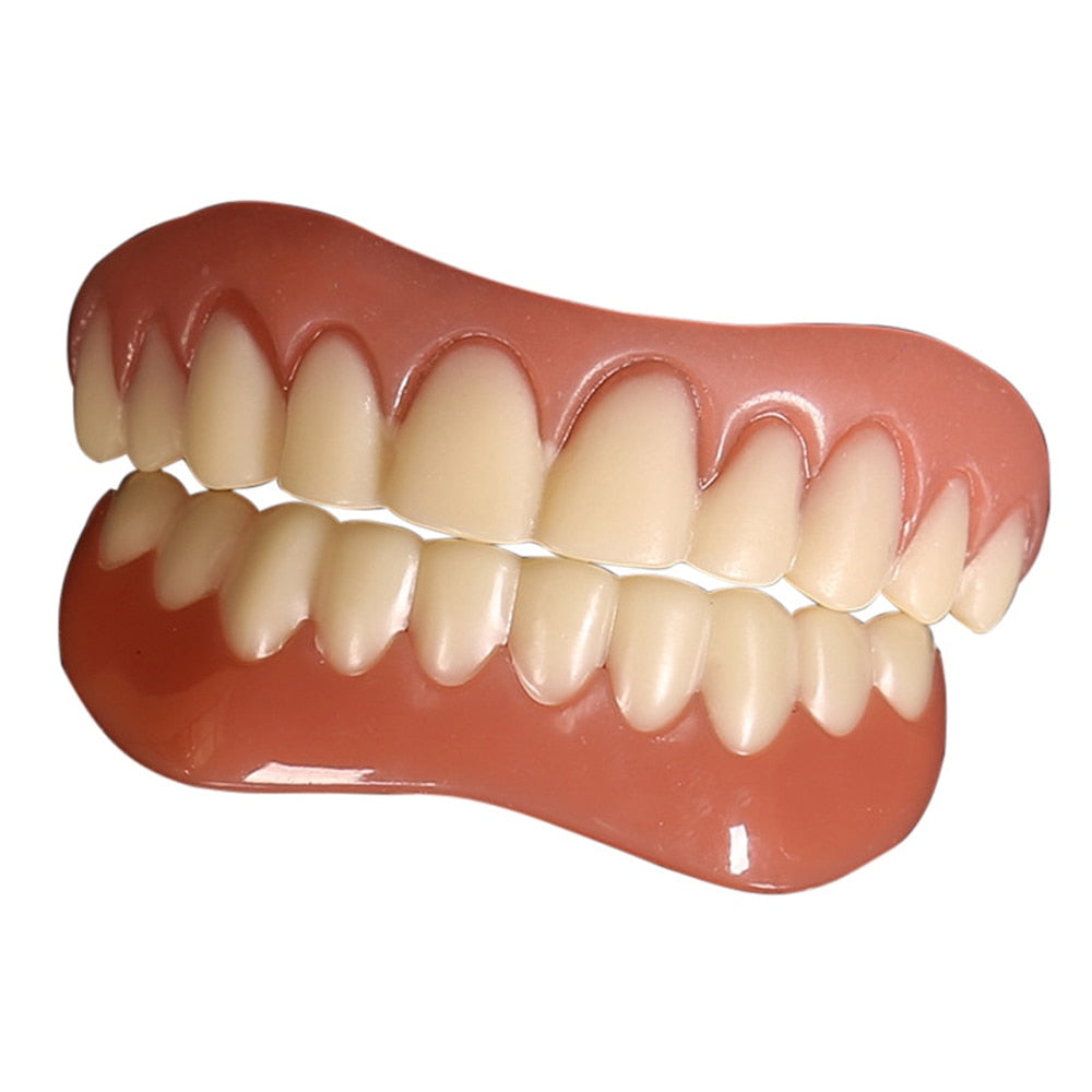 Updated Snap-On Tooth Veneers Fake False Teeth Denture Bright White Shade Fake Teeth Instant Smile Teeth Cosmetic