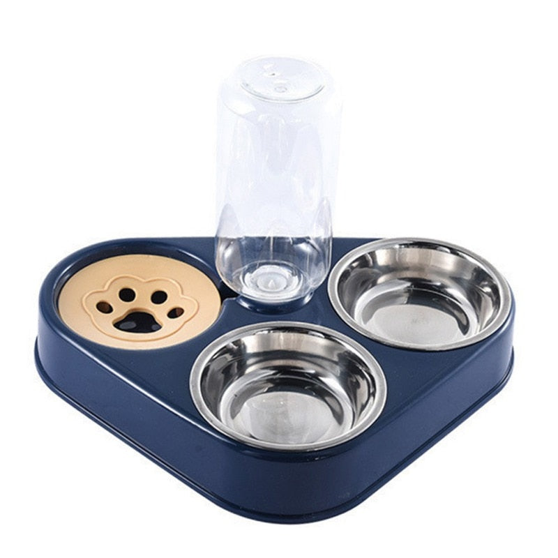 500ML Dog Bowl Cat Feeder Bowl With Dog Water Bottle Automatic Drinking Pet Bowl Cat Food Bowl Pet Stainless Steel Double 3 Bowl