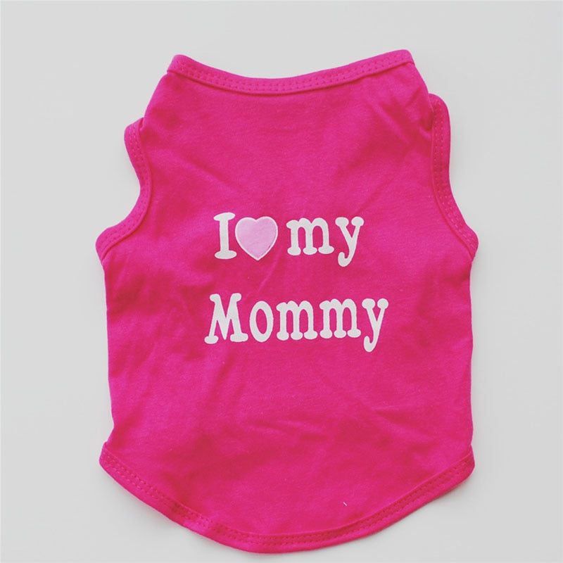 Pet Clothes Casual Puppy Dog Cat Clothing &quot;I Love Mommy &amp; Daddy&quot; Print Cat Vest Tee Shirt 100% Cotton T-shirt Cat Kitten Apparel