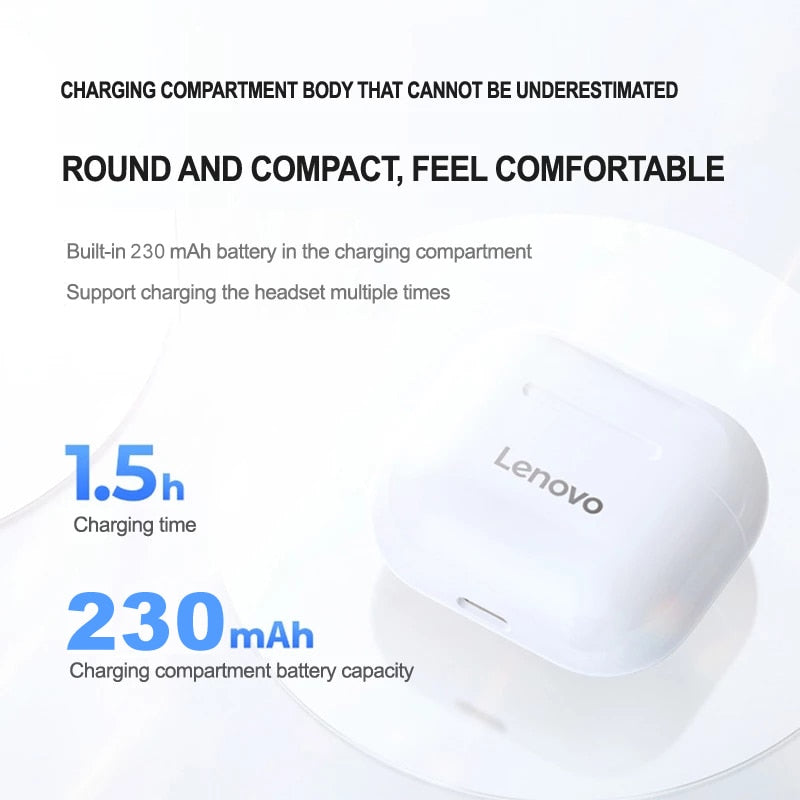 NEW Original Lenovo LP40 TWS Wireless Earphone Bluetooth 5.0 Dual Stereo Noise Reduction Bass Touch Control Long Standby 230mAH