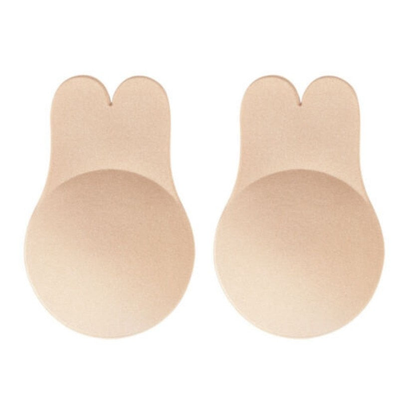 Women Push Up Bras Self Adhesive Silicone Strapless Invisible Bra Reusable Sticky Breast Lift Tape Rabbit Nipple Cover Bra Pads