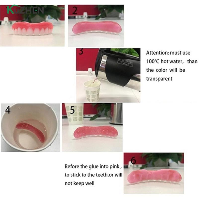 Updated Snap-On Tooth Veneers Fake False Teeth Denture Bright White Shade Fake Teeth Instant Smile Teeth Cosmetic