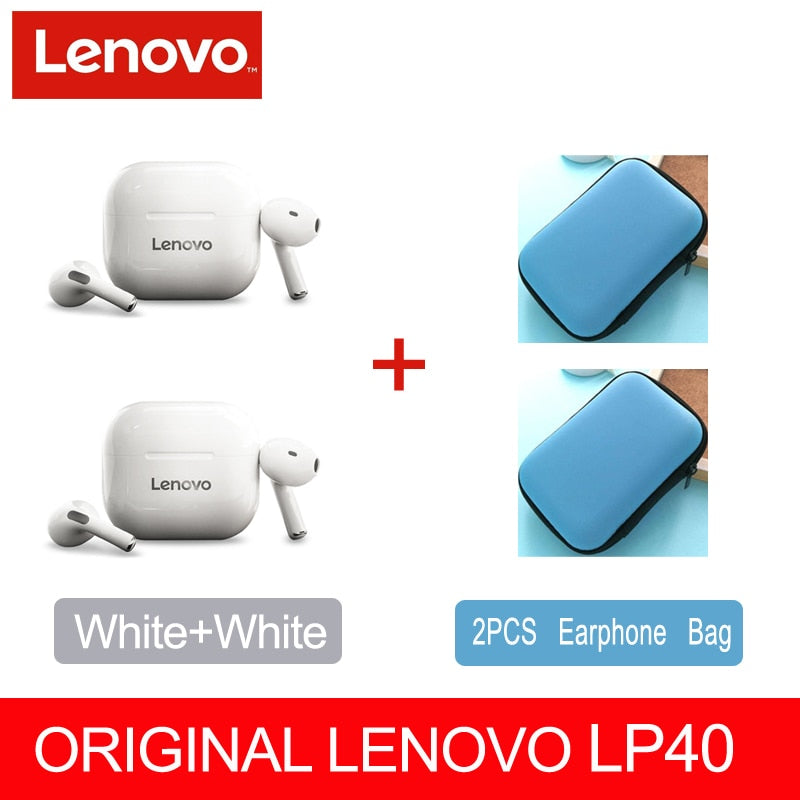 NEW Original Lenovo LP40 TWS Wireless Earphone Bluetooth 5.0 Dual Stereo Noise Reduction Bass Touch Control Long Standby 230mAH