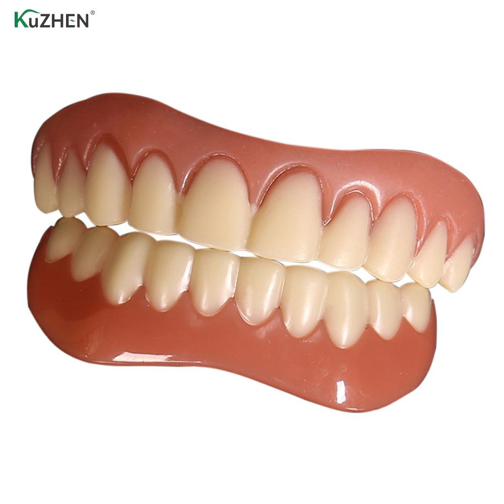 Updated Snap-On Tooth Veneers Fake False Teeth Denture Bright White Shade Fake Teeth Instant Smile Teeth Cosmetic