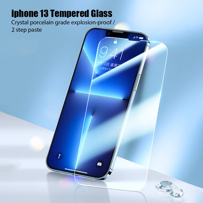 4PCS Tempered Glass for iPhone 11 12 13 Pro XR X XS Max Screen Protector on for iPhone 12 Pro Max Mini 7 8 6 6S Plus 5S SE Glass