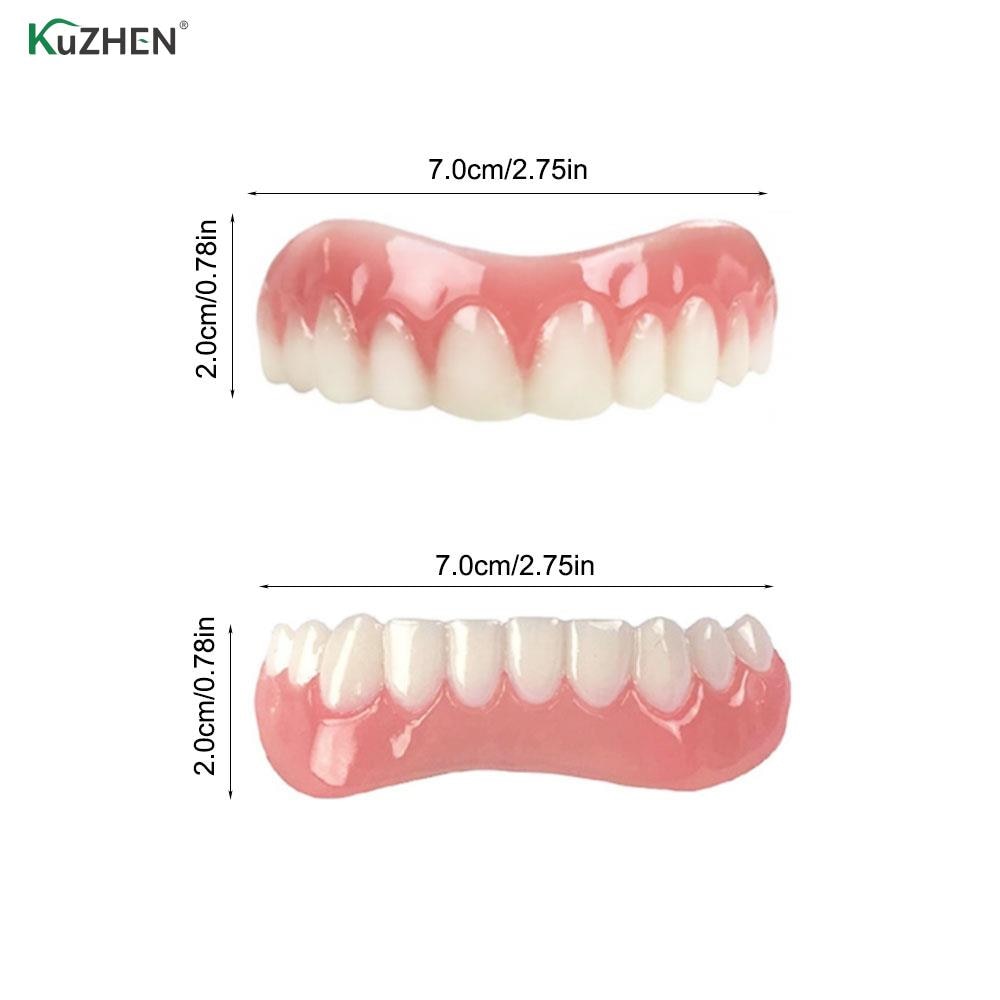 Updated Snap-On Tooth Veneers Fake False Teeth Denture Bright White Shade Fake Teeth Instant Smile Teeth Cosmetic